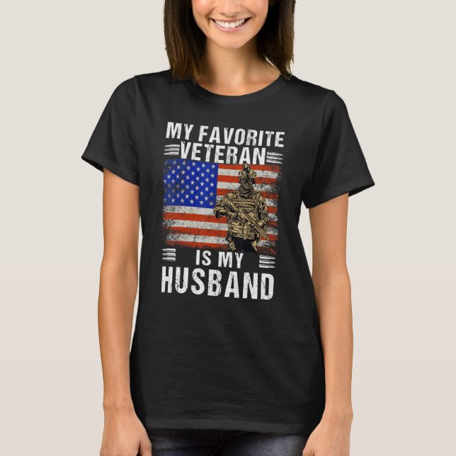 Camiseta My Favorite Veteran Is My Husband Veterans Day USA (Anverso)