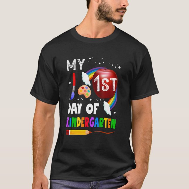 Camiseta My First Day Of Kindergarten  Colorful Rainbow (Anverso)