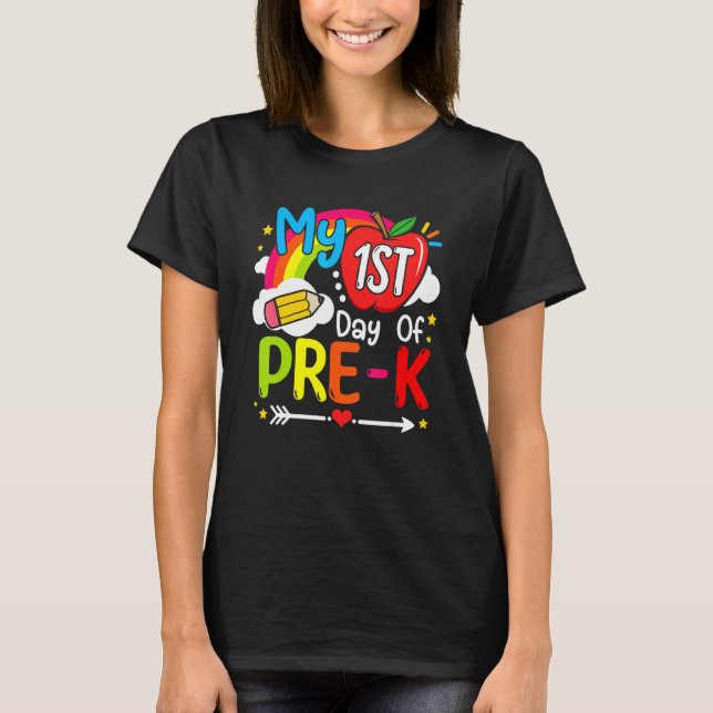 Camiseta My First Day Of Pre K  Back To School Girls Boys K (Anverso)