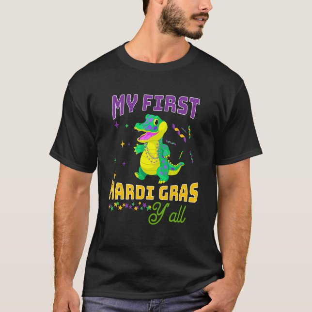 Camiseta My First Mardi Gras Y'all Carnival Parade Costume  (Anverso)
