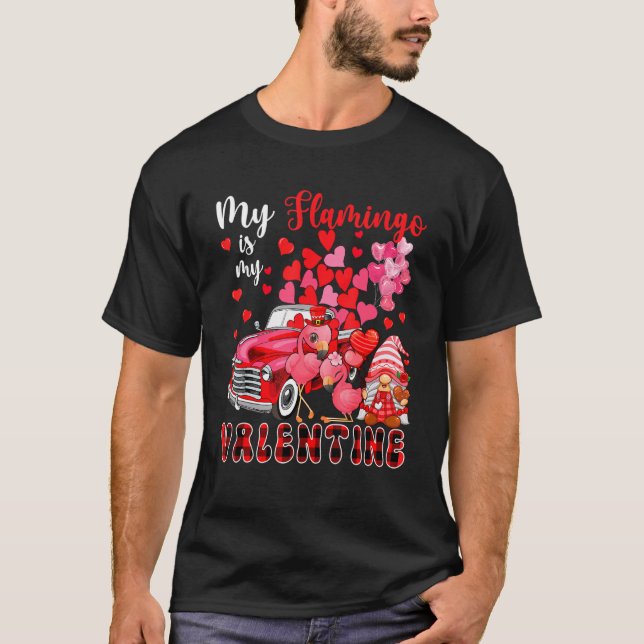 Camiseta My Flamingo Is My Valentine Two Cute Flamingos Wit (Anverso)