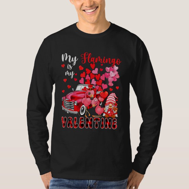 Camiseta My Flamingo Is My Valentine Two Cute Flamingos Wit (Anverso)