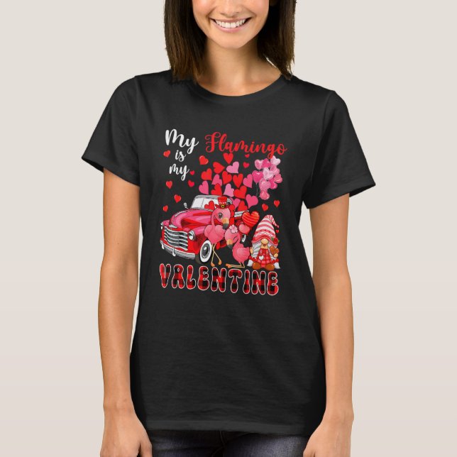 Camiseta My Flamingo Is My Valentine Two Cute Flamingos Wit (Anverso)