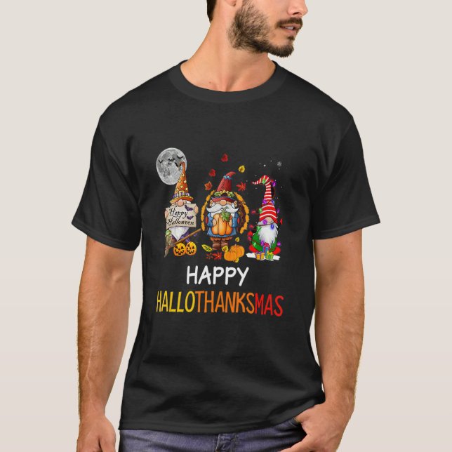 Camiseta My Gnomies Happy Hallothanksmas Cute Gnomes Family (Anverso)