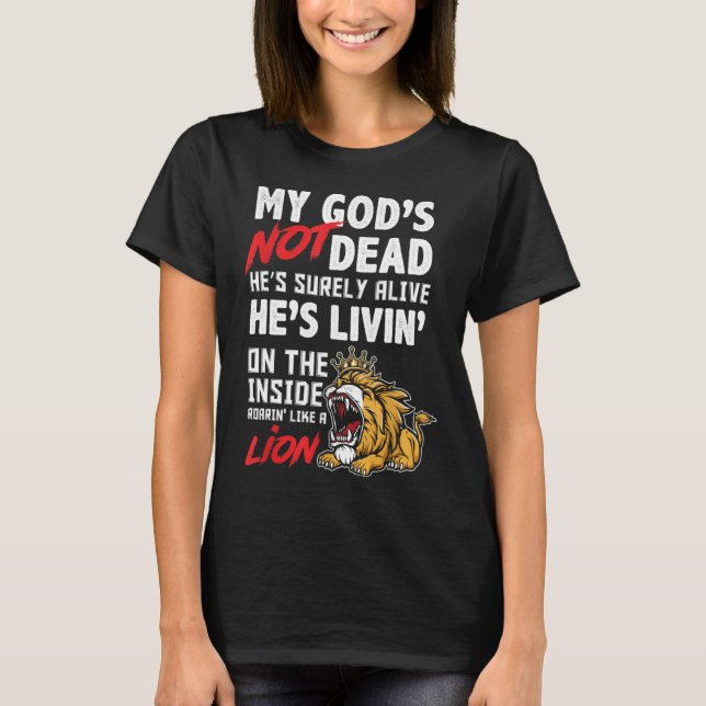 Camiseta My God is Not Dead Lion Jesus Christ Christian Fai (Anverso)