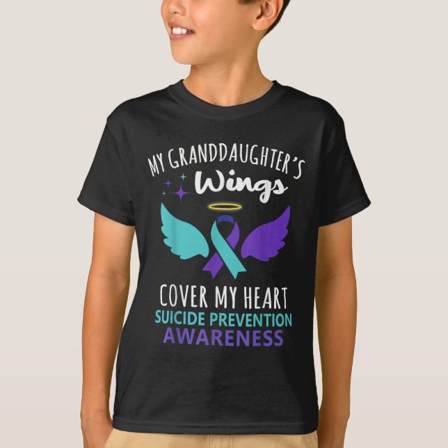 Camiseta My Granddaughters Wings Cover Heart Suicide Awaren (Anverso)