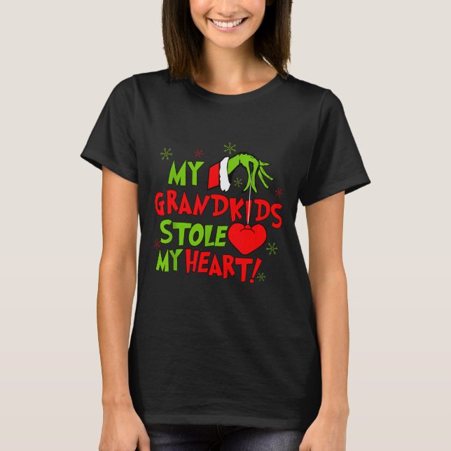 Camiseta My Grandkids Stole My Heart Christmas Holiday Gran (Anverso)