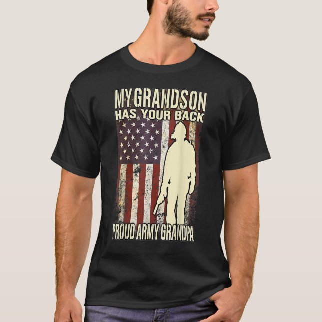 Camiseta my grandson has your back - us flag proud army (Anverso)