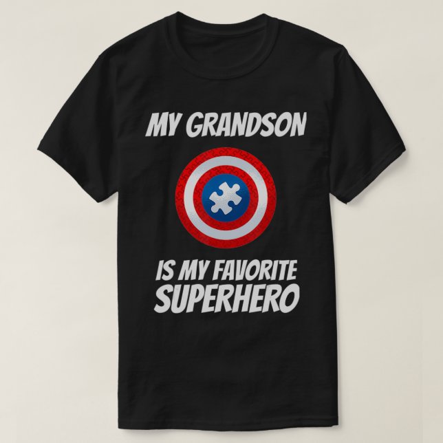 Camiseta My Grandson Is My Favorite Superhero Autism Awaren (Diseño del anverso)