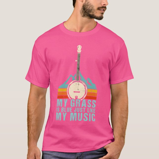 Camiseta My Grass Is Blue Like My Music Bluegrass Banjo fri (Anverso)
