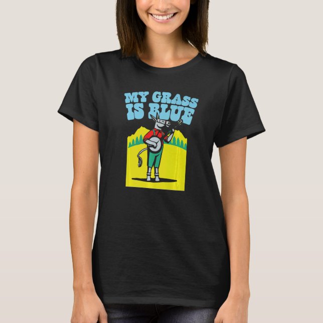 Camiseta My Grass Is Blue Retro Donkey Banjo Player (Anverso)