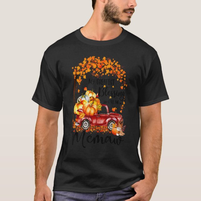 Camiseta My Greatest Blessing Call Me Memaw Pumpkin Truck (Anverso)