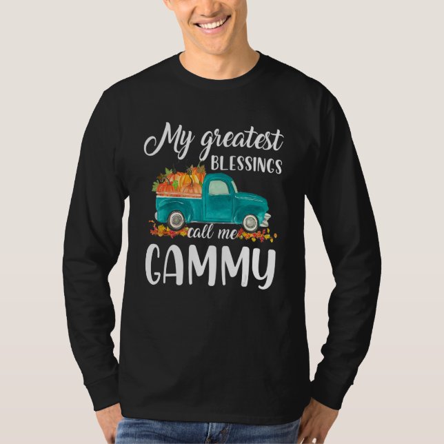Camiseta My Greatest Blessings Call Me Gammy Truck Pumpkin  (Anverso)