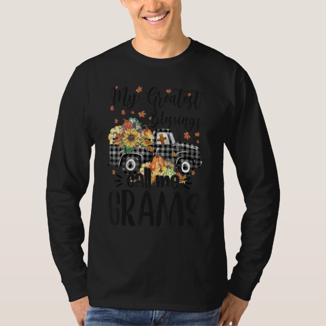 Camiseta My Greatest Blessings Call Me Grams Truck Pumpkin  (Anverso)