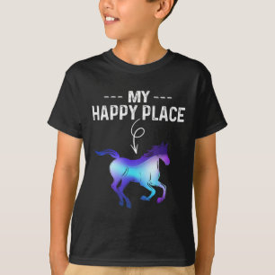 Camiseta My Happy Place Horseback Riding Horse Equestrian L