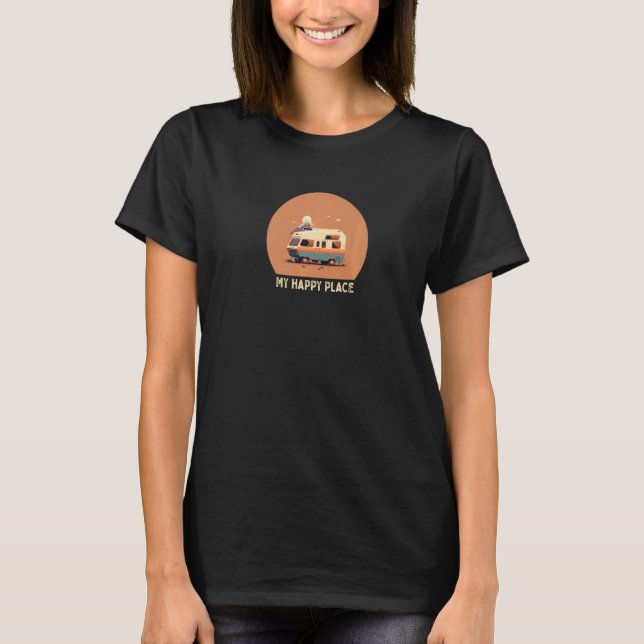 Camiseta My Happy Place RV Vacation Camping Road Trip Premi (Anverso)