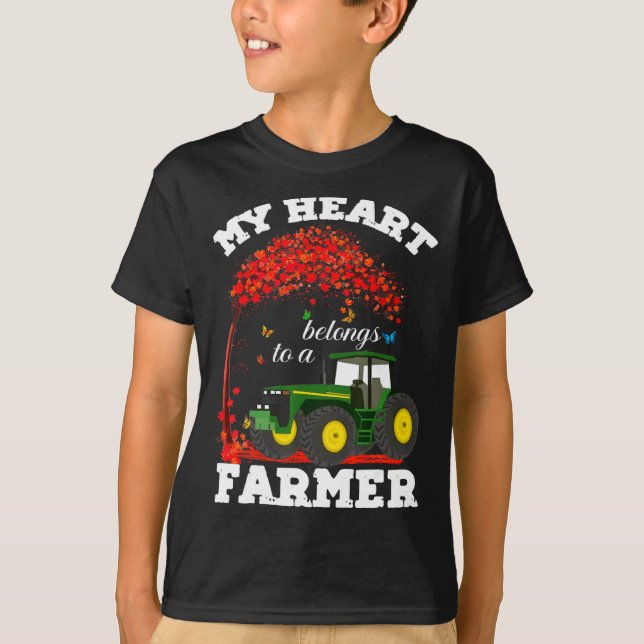 Camiseta My Heart Belongs To A Farmer Valentine For Farmer  (Anverso)