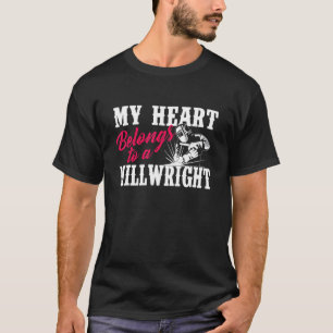 Camiseta My Heart Belongs To A Millwright Wife Girlfriend M
