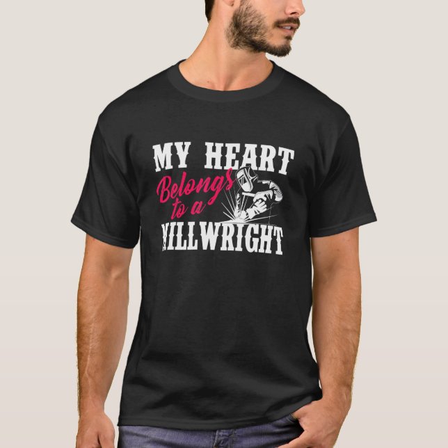 Camiseta My Heart Belongs To A Millwright Wife Girlfriend M (Anverso)