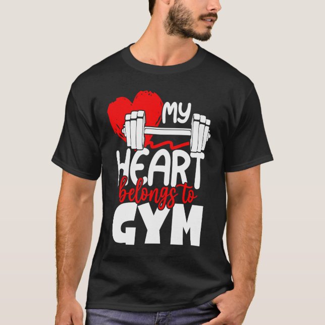 Camiseta My Heart Belongs To Gym  Valentines Day Workout (Anverso)