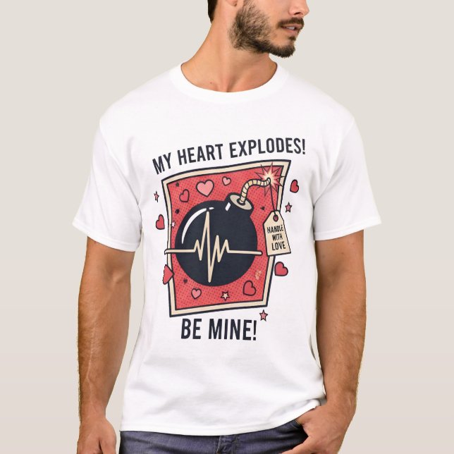 Camiseta "My Heart Explodes" Vintage Bomb Illustration (Anverso)