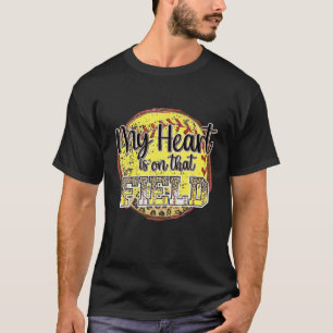 Camiseta My Heart Is On That Field Leopard Softball Mom Mot