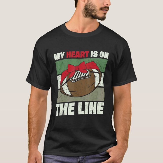 Camiseta My Heart Is On The Line Offensive Lineman Retro Vi (Anverso)