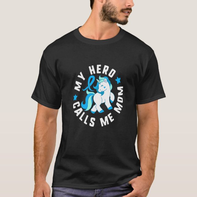Camiseta My Hero Calls Me Mom Diabetes T1 Awareness Cute Un (Anverso)