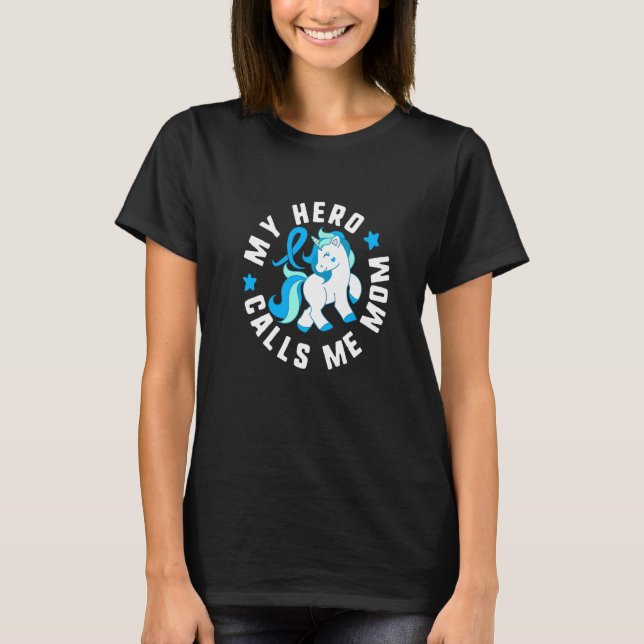 Camiseta My Hero Calls Me Mom Diabetes T1 Awareness Cute Un (Anverso)