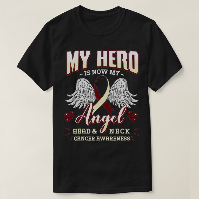 Camiseta My Hero Is Now My Angel Head And Neck Cancer Aware (Diseño del anverso)