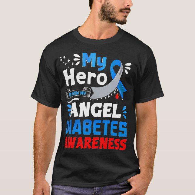 Camiseta My Hero Is Now My Angel Heart Diabetes Awareness p (Anverso)