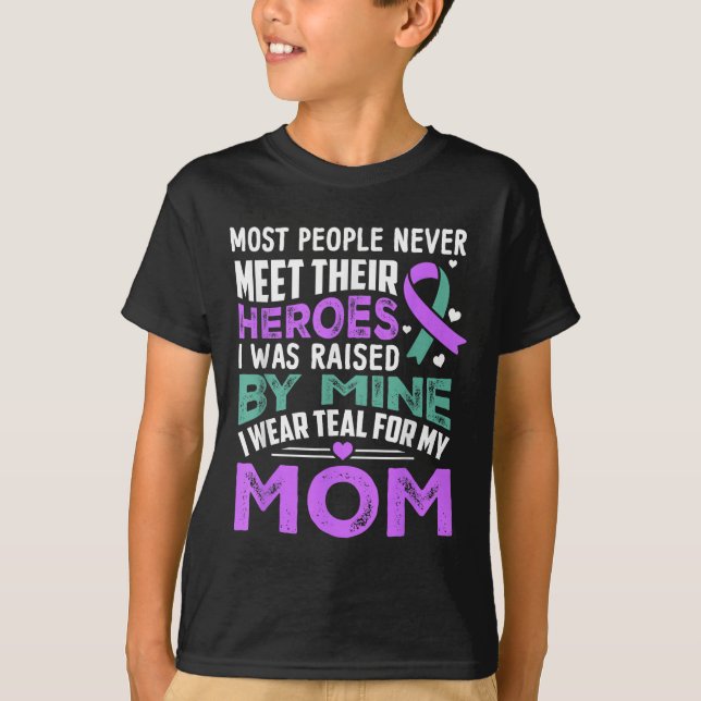 Camiseta My Heroes I Wear Purple For My Mom Heimer Awarenes (Anverso)