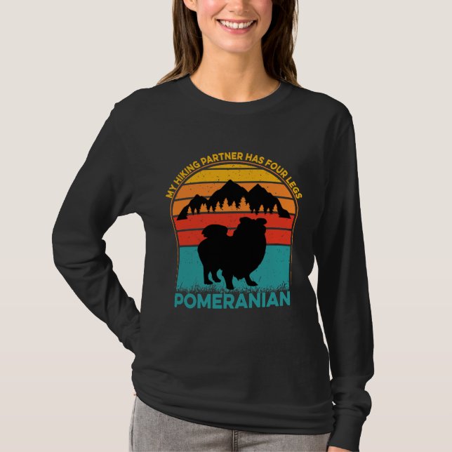 Camiseta My Hiking Partner Has Four Legs Pomeranian (Anverso)