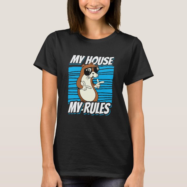 Camiseta my House my Rules  cat with sunglasses (Anverso)