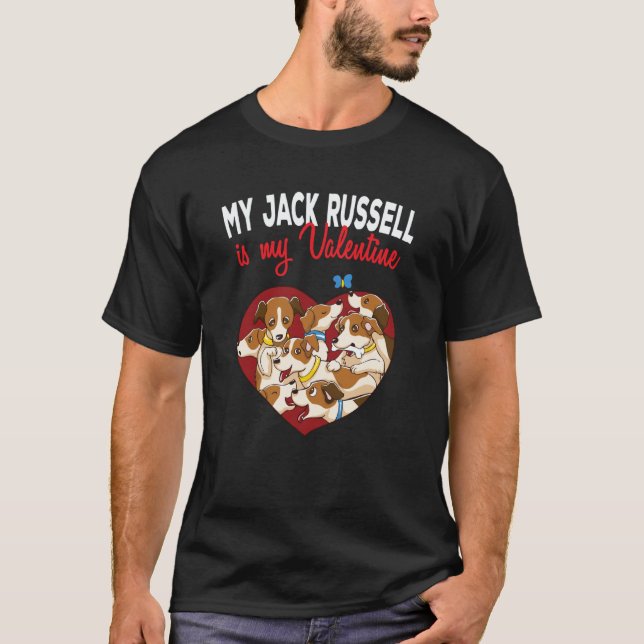 Camiseta My Jack Russell Terrier Is My Valentine Heart Vale (Anverso)
