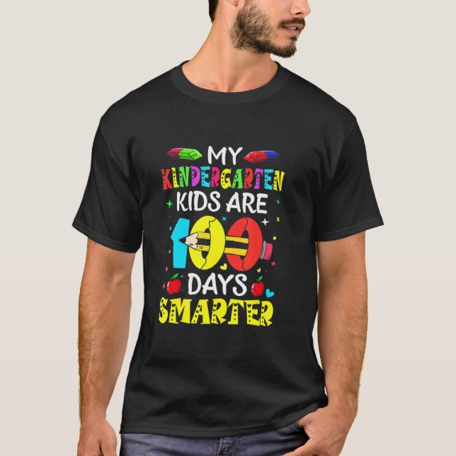Camiseta My Kindergarten Kid Are 100 Days Smarter 100th Day (Anverso)