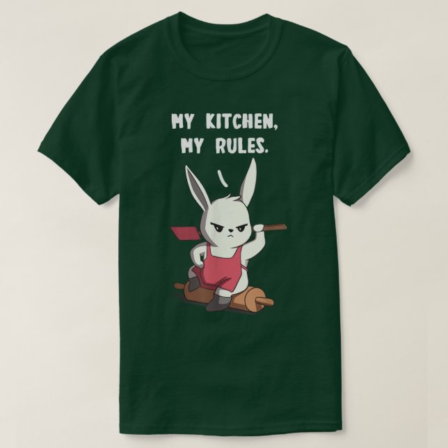 Camiseta My Kitchen My Rules Divertido conejito de cocina d (Diseño del anverso)
