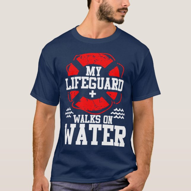 Camiseta My Lifeguard Walks on Water Christian Jesus Funn f (Anverso)