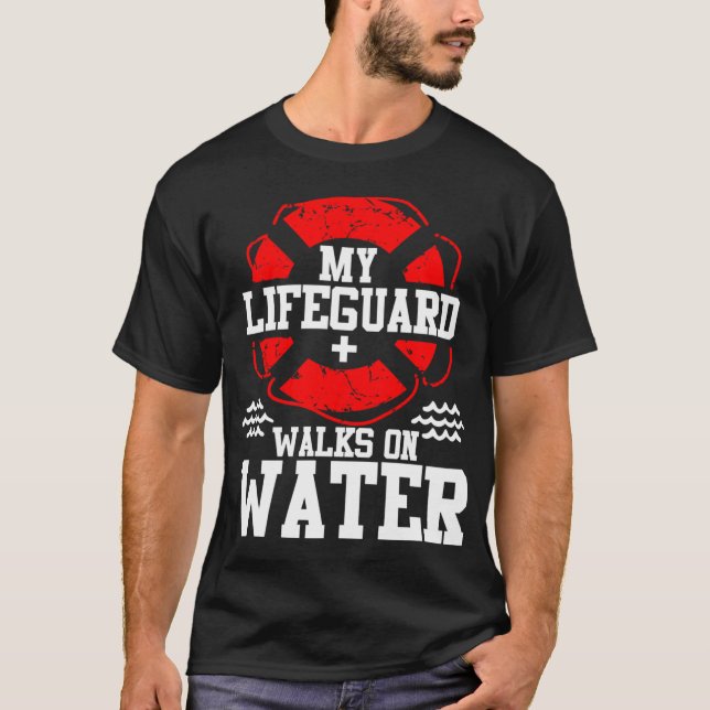 Camiseta My Lifeguard Walks on Water Christian Jesus Funn f (Anverso)