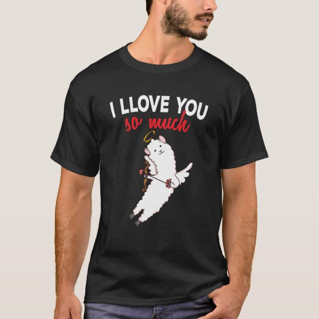 Camiseta My Llama Is My Valentine Alpaca Cupid Heart Valent (Anverso)