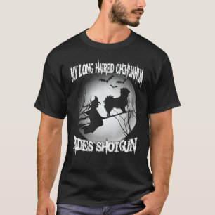 Camiseta My Long Haired Chihuahua Rides Shotgun Halloween