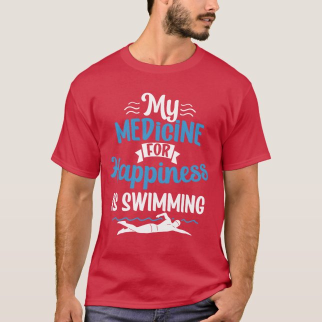 Camiseta My Medicine For Happiness Is Swimming Sports retro (Anverso)