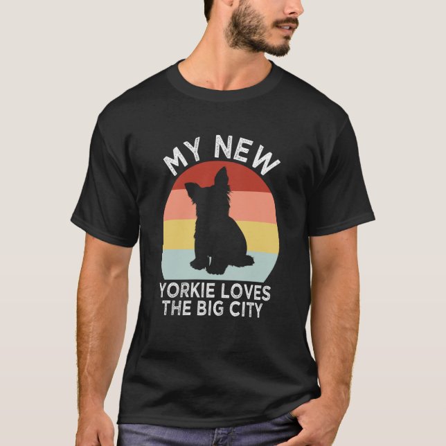 Camiseta My New Yorkie Loves the Big City Yorkshire Terrier (Anverso)