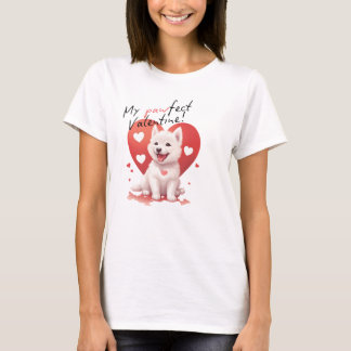 Camiseta My Pawfect Valentine: Süßer weißer Jindo-Hund