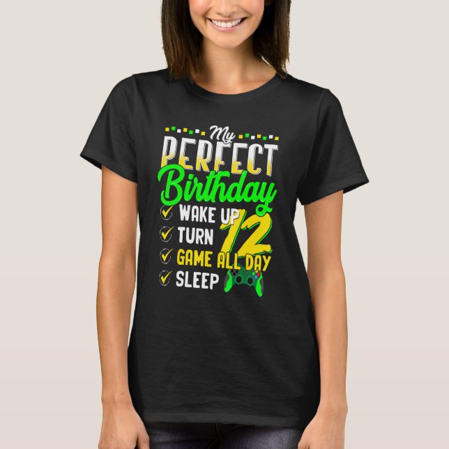 Camiseta My Perfect Birthday Party For Gamer 12 Years Old B (Anverso)