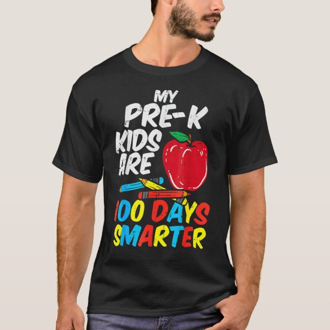Camiseta My Pre K Kids 100 Days Smarter Apple 100th Day Tea (Anverso)