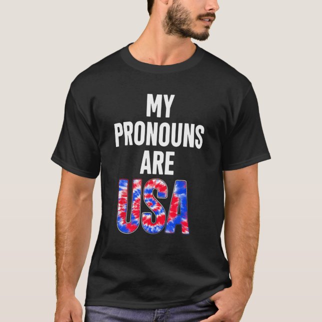 Camiseta My Pronouns Are Usa 4th Of July American Flag Tie  (Anverso)