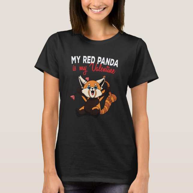 Camiseta My Red Panda Is My Valentine Panda Bear Cupid Vale (Anverso)