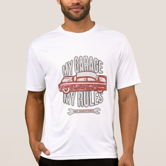 Camiseta My Rules Classic Red Car Retro Mechanic (Anverso)