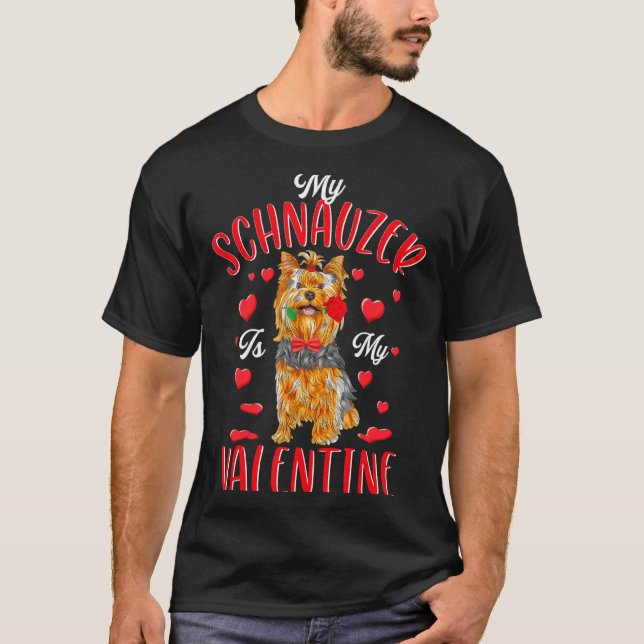 Camiseta My Schnauzer Is My Valentine Love Heart For Dog  (Anverso)